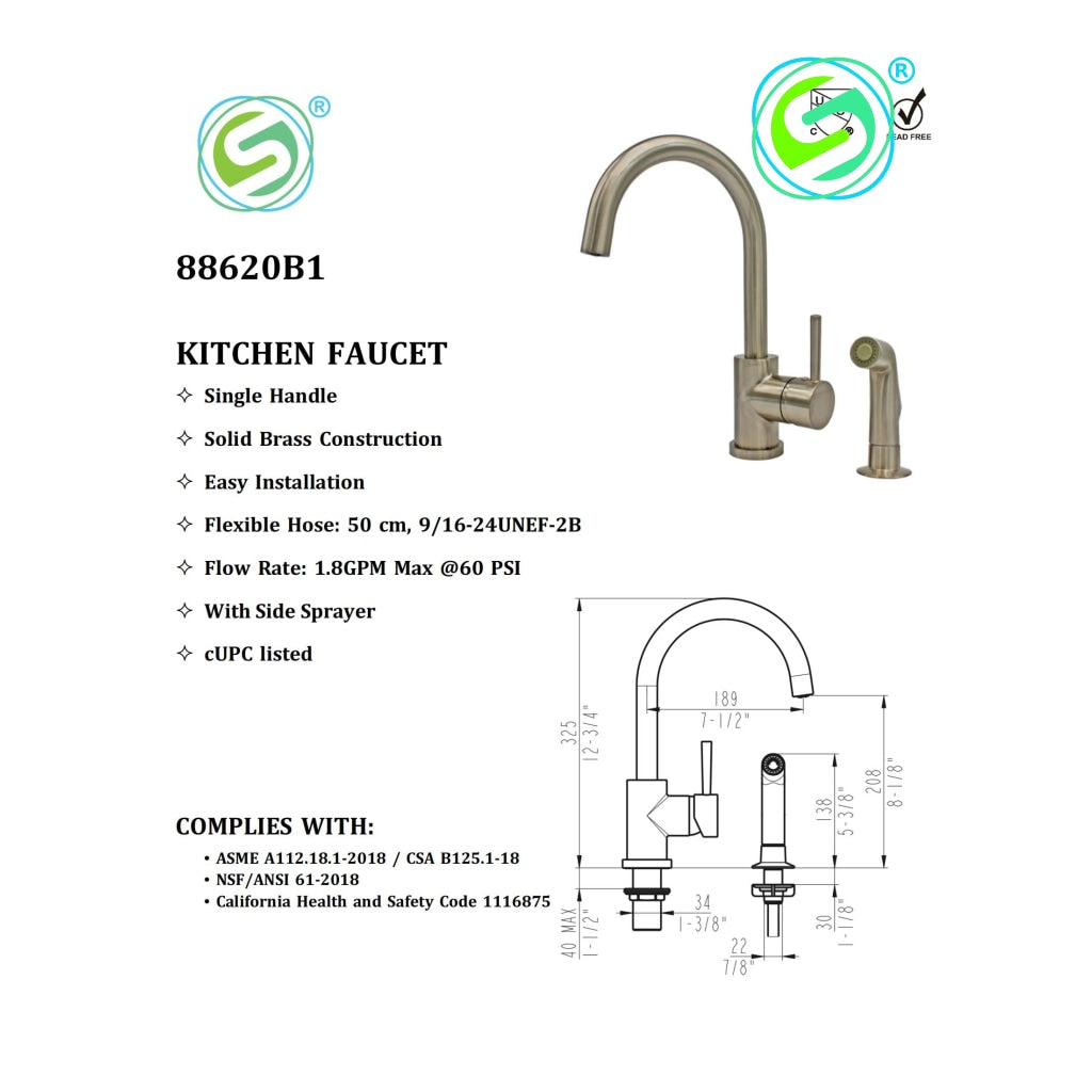 Kitchen Faucet N88620-B1-Bn-C