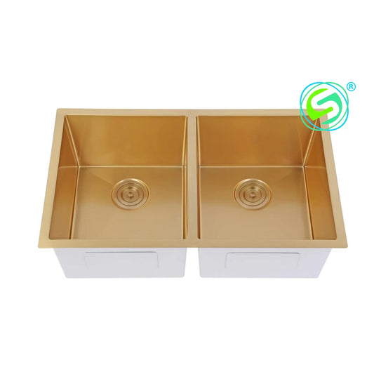 Stainless Steel Rd3219D-Gold Double Bowl Undermount Sink