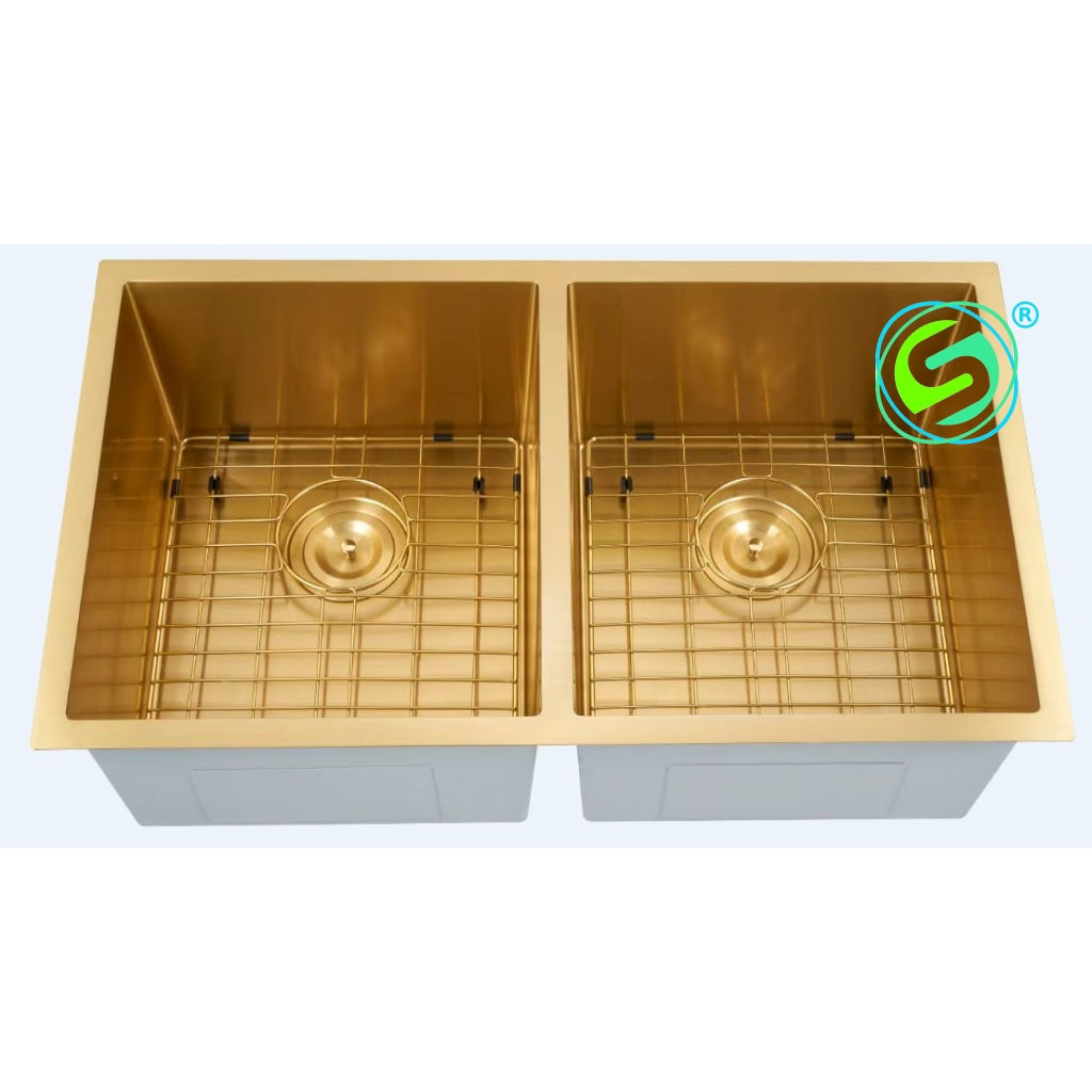 Stainless Steel Rd3219D-Gold Double Bowl Undermount Sink